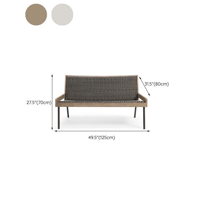 Wood Scoring Patio Sofa 1 Piece Set UV Resistant Outdoor Patio Sofa