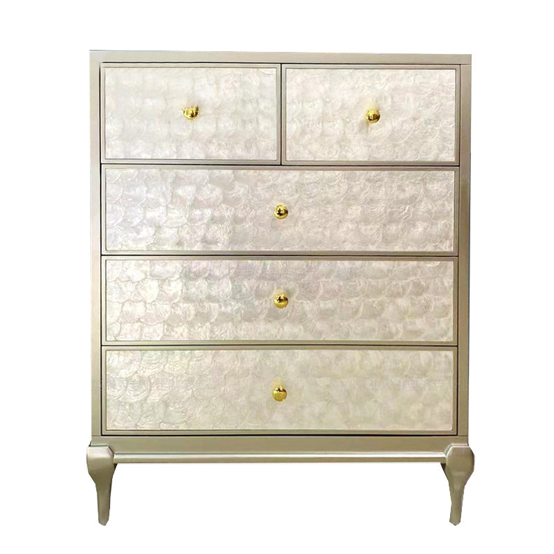 5 Drawers Champagne Storage Chest Glam Vertical Lingerie Chest