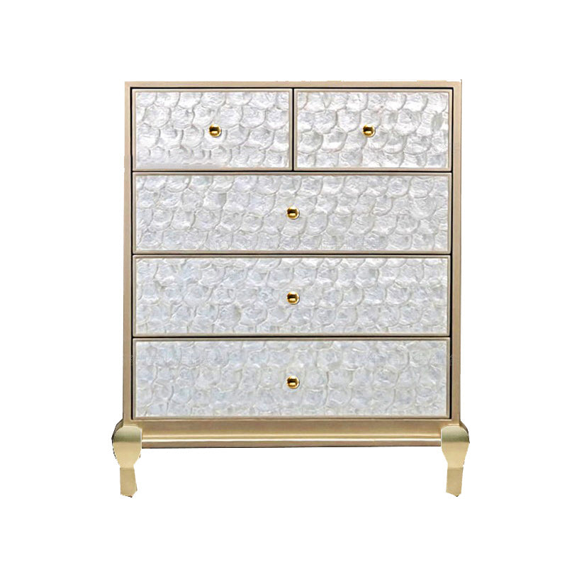 5 Drawers Champagne Storage Chest Glam Vertical Lingerie Chest