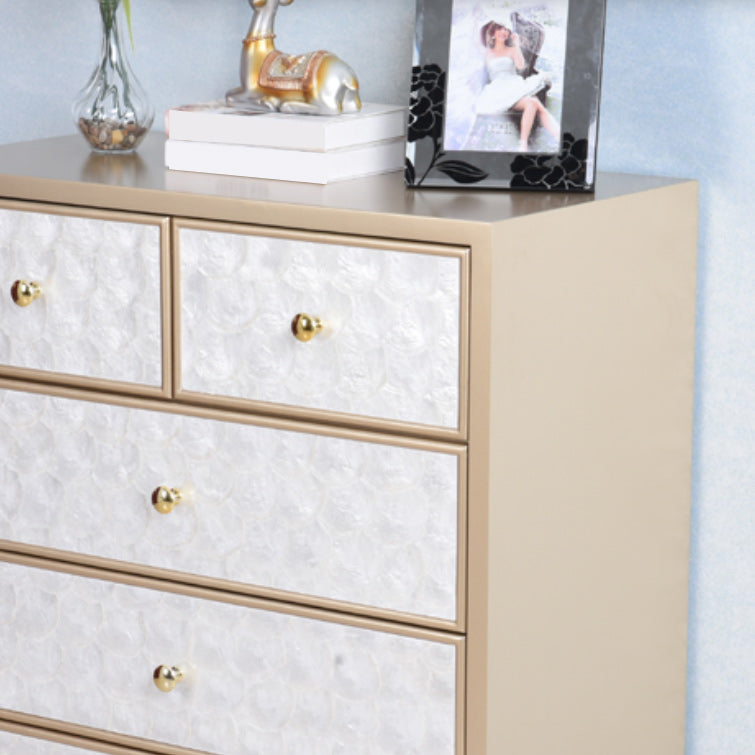 5 Drawers Champagne Storage Chest Glam Vertical Lingerie Chest