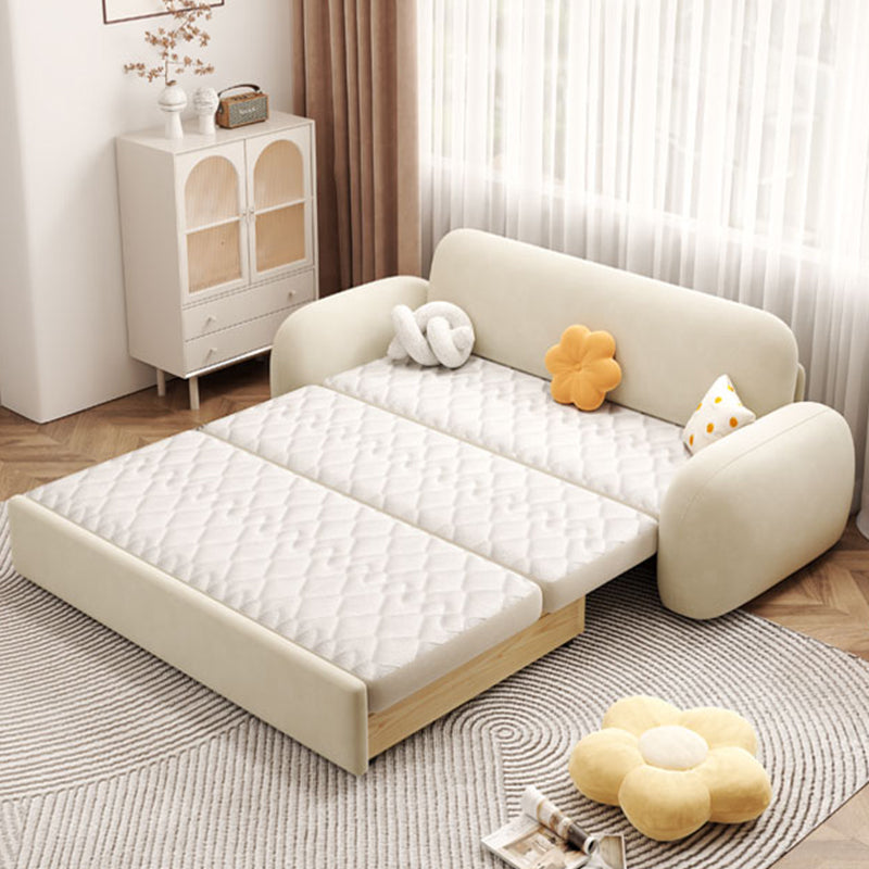 Contemporary Styled Metal Frame Sleeper Sofa Upholstered Square Arms Sofa Bed