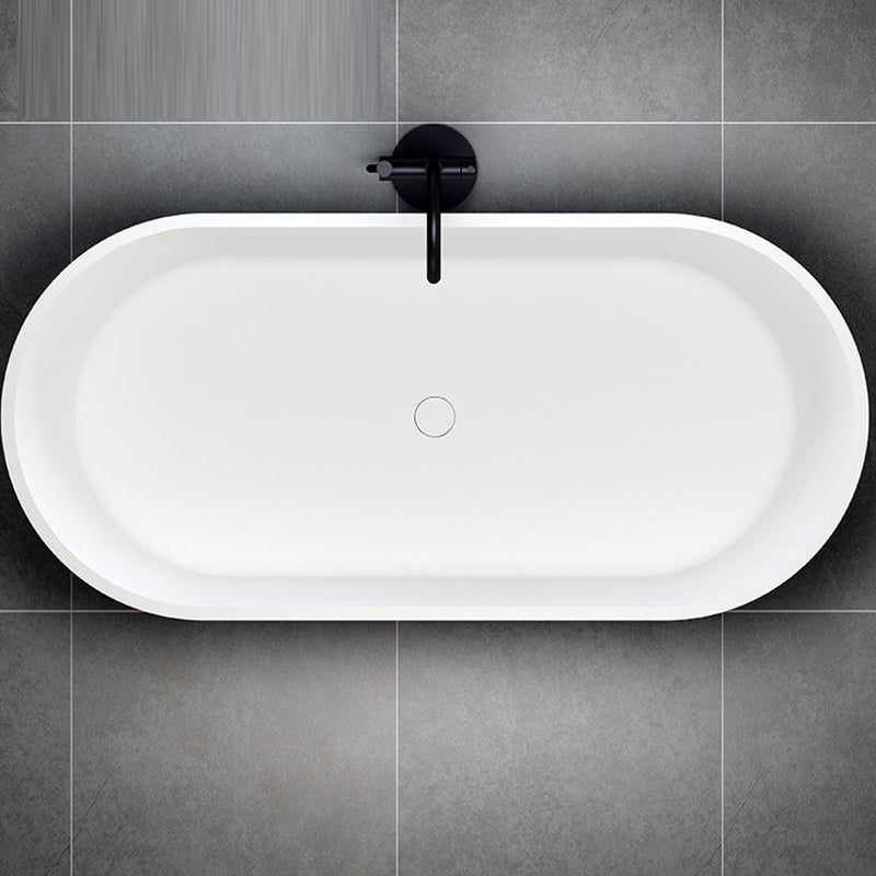 Stone Soaking Bathtub Antique Finish Oval Back to Wall Bath Tub (Faucet not Included)