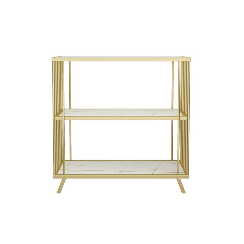 Modern Open Back Standard Bookshelf Wooden Bookcase in Gold for Study Room