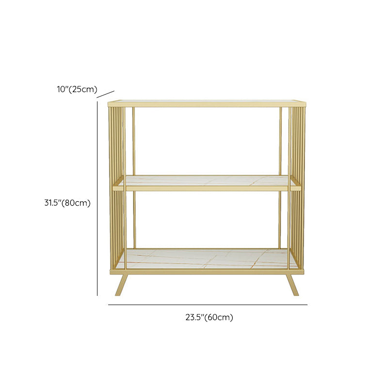 Modern Open Back Standard Bookshelf Wooden Bookcase in Gold for Study Room