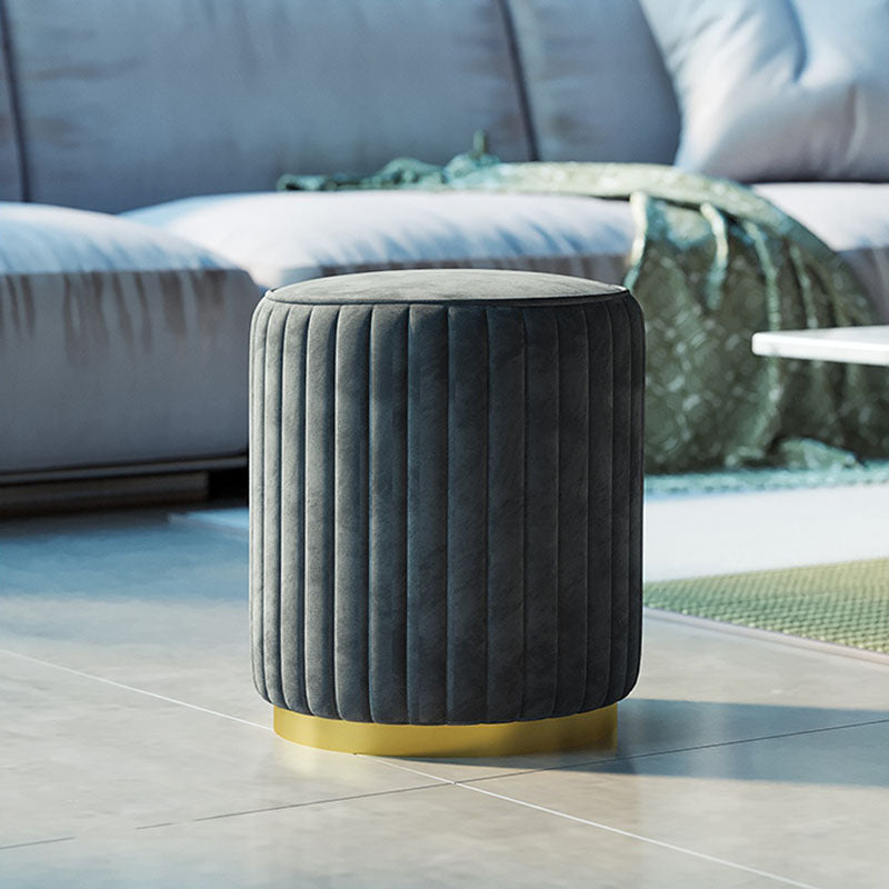 Solid Color Flannel Standard Stool Modern Style Simple Round Stool