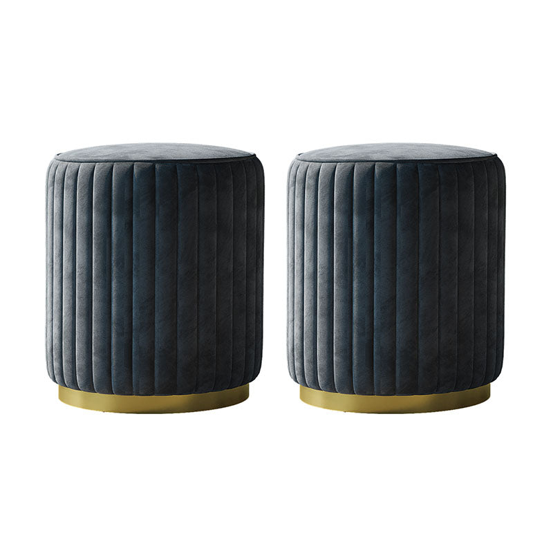 Solid Color Flannel Standard Stool Modern Style Simple Round Stool