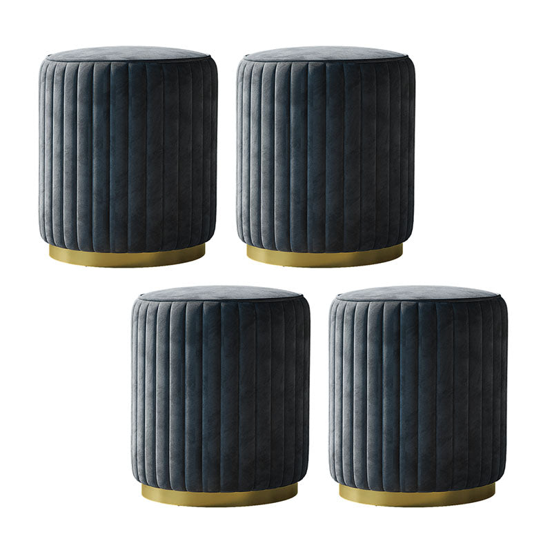 Solid Color Flannel Standard Stool Modern Style Simple Round Stool