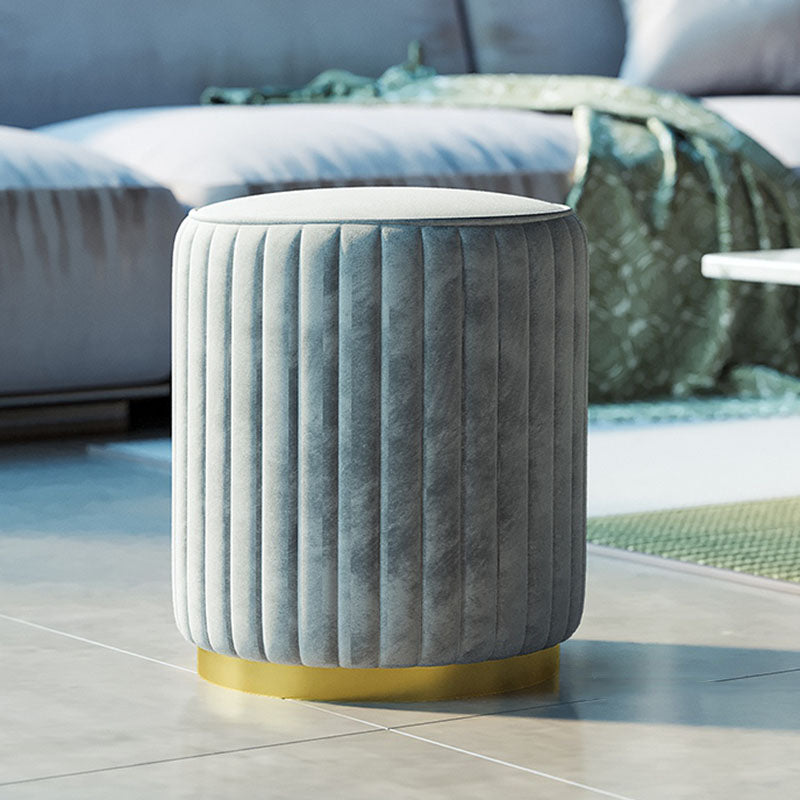 Solid Color Flannel Standard Stool Modern Style Simple Round Stool