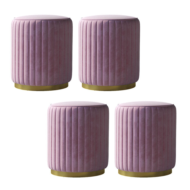 Solid Color Flannel Standard Stool Modern Style Simple Round Stool