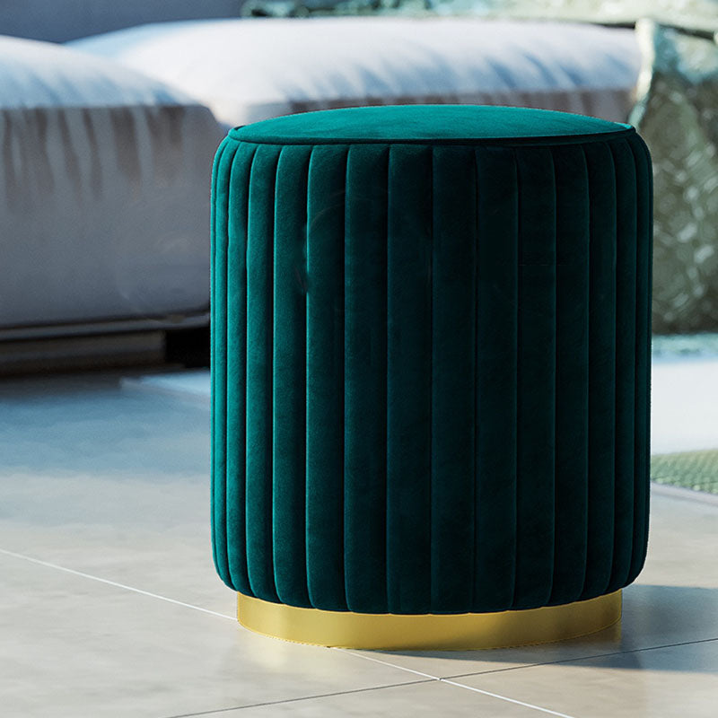 Solid Color Flannel Standard Stool Modern Style Simple Round Stool