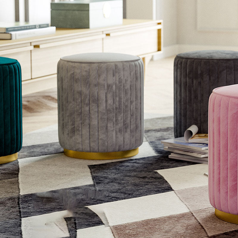 Solid Color Flannel Standard Stool Modern Style Simple Round Stool