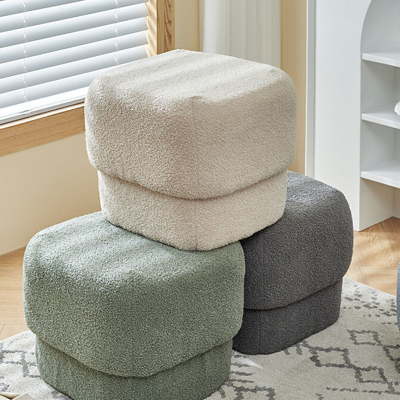 Solid Color Flannel Standard Stool Modern Simple Square Upholstered Stool