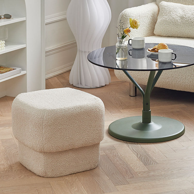 Solid Color Flannel Standard Stool Modern Simple Square Upholstered Stool