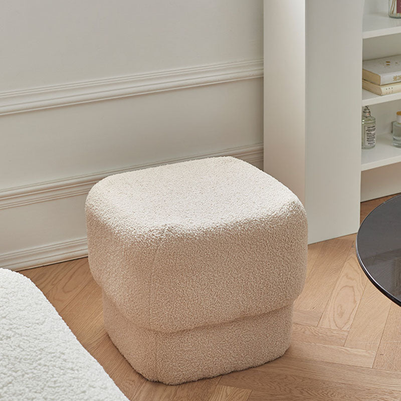 Solid Color Flannel Standard Stool Modern Simple Square Upholstered Stool