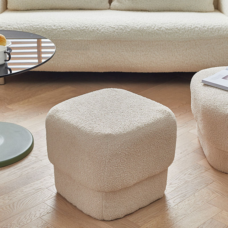 Solid Color Flannel Standard Stool Modern Simple Square Upholstered Stool