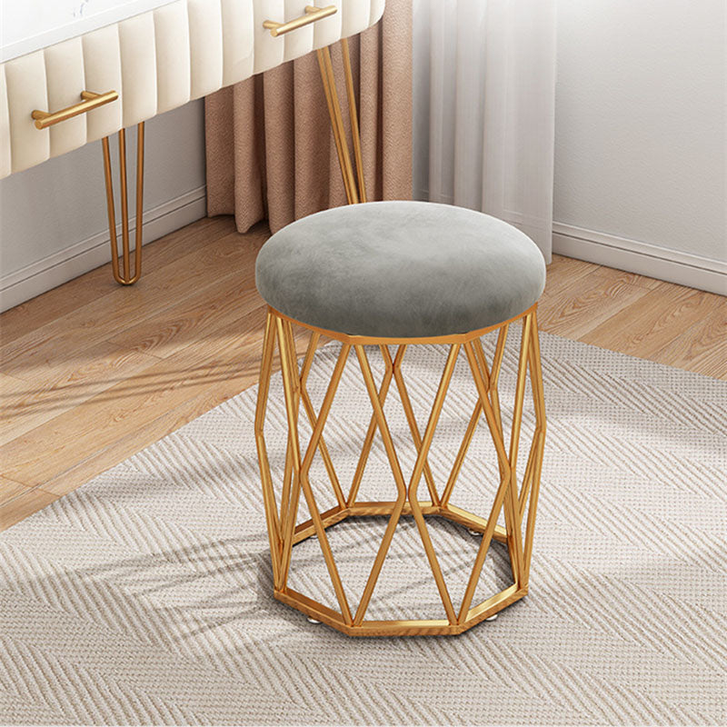 Solid Color Flannel Standard Stool Modern Simple Upholstered Stool