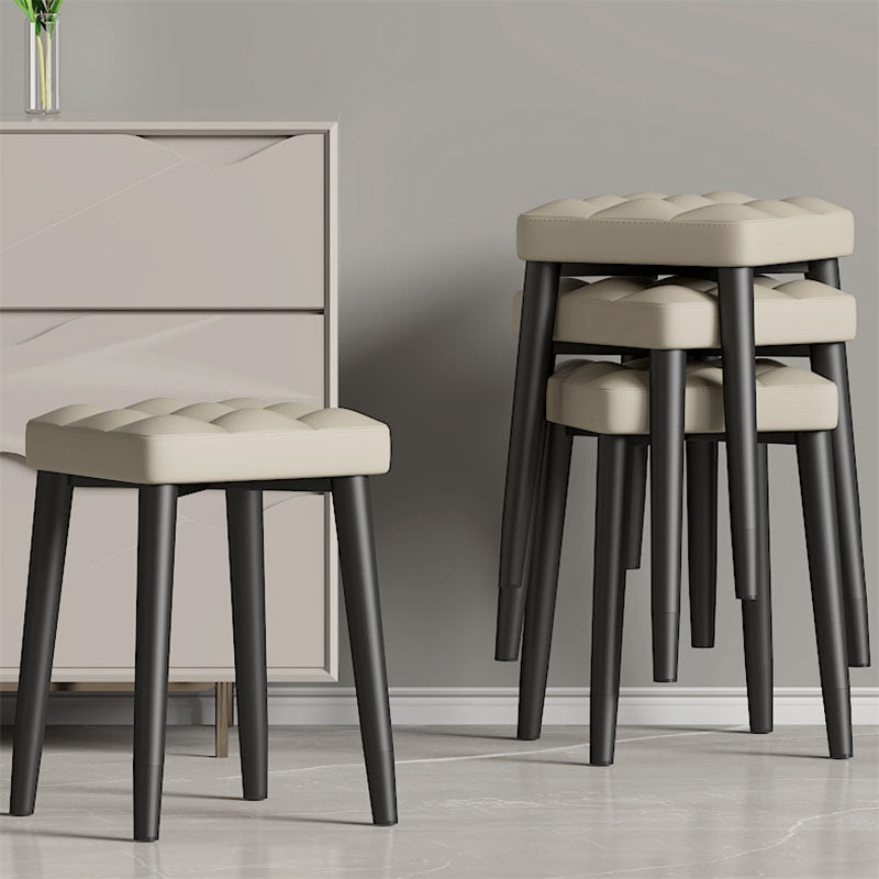 Solid Color Leather Standard Stool Modern Simple Square Stool