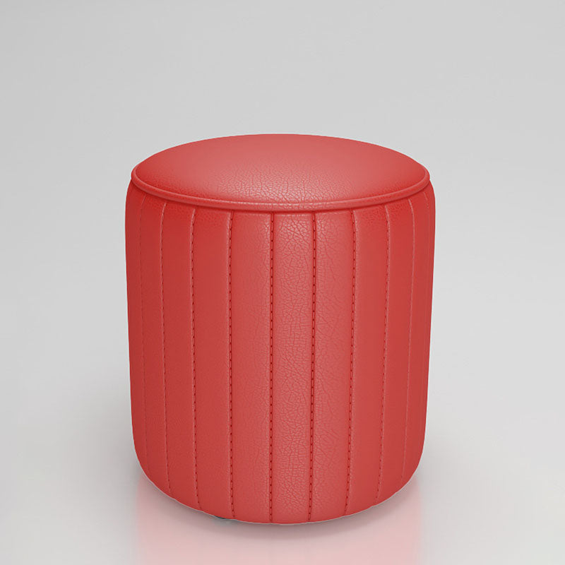 Solid Color Leather Standard Stool Modern Style Simple Round Cushion Stool