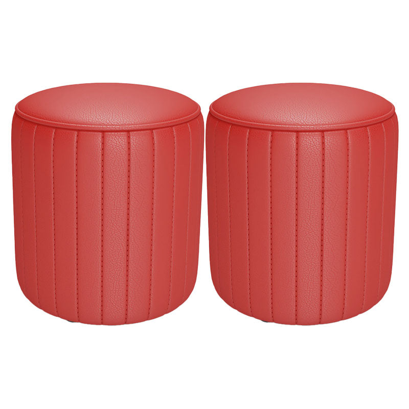 Solid Color Leather Standard Stool Modern Style Simple Round Cushion Stool