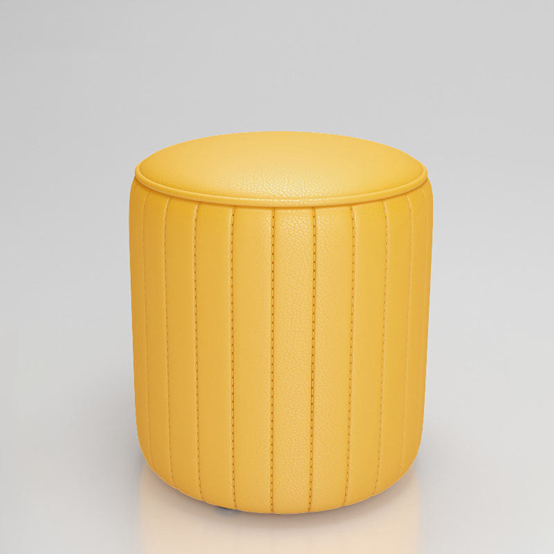 Solid Color Leather Standard Stool Modern Style Simple Round Cushion Stool