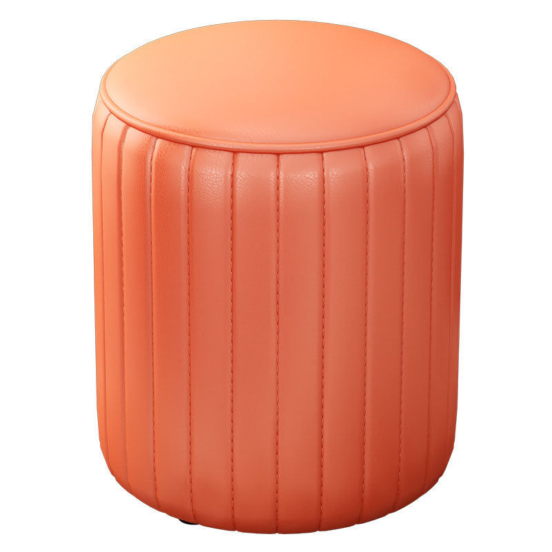 Solid Color Leather Standard Stool Modern Style Simple Round Cushion Stool
