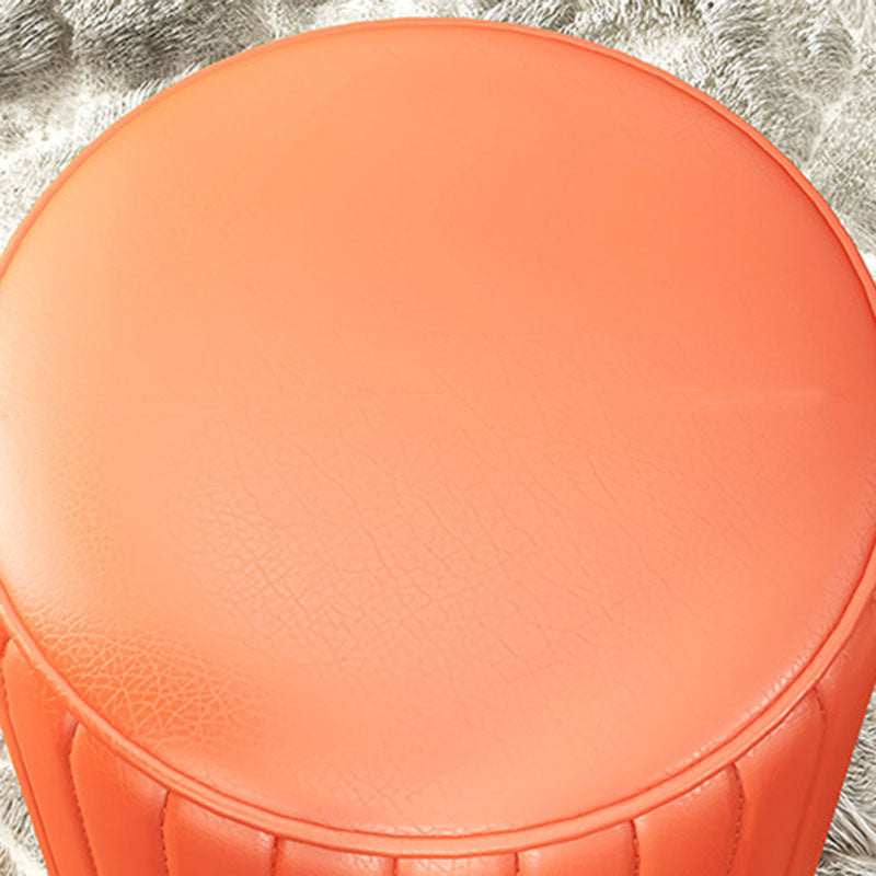 Solid Color Leather Standard Stool Modern Style Simple Round Cushion Stool