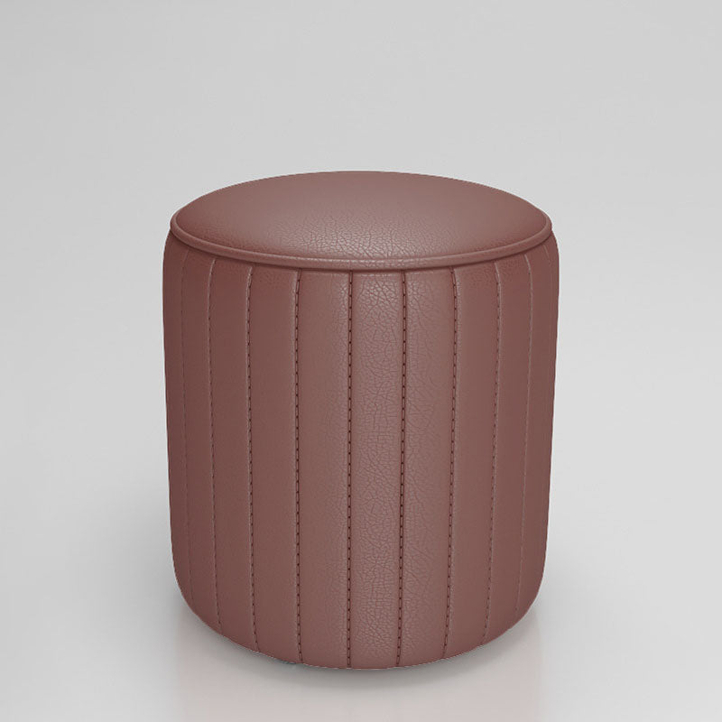 Solid Color Leather Standard Stool Modern Style Simple Round Cushion Stool