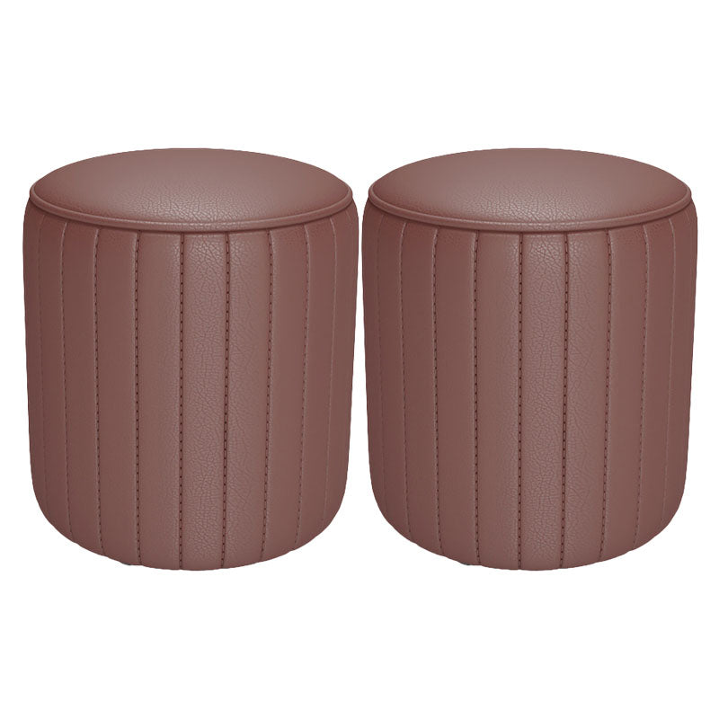 Solid Color Leather Standard Stool Modern Style Simple Round Cushion Stool