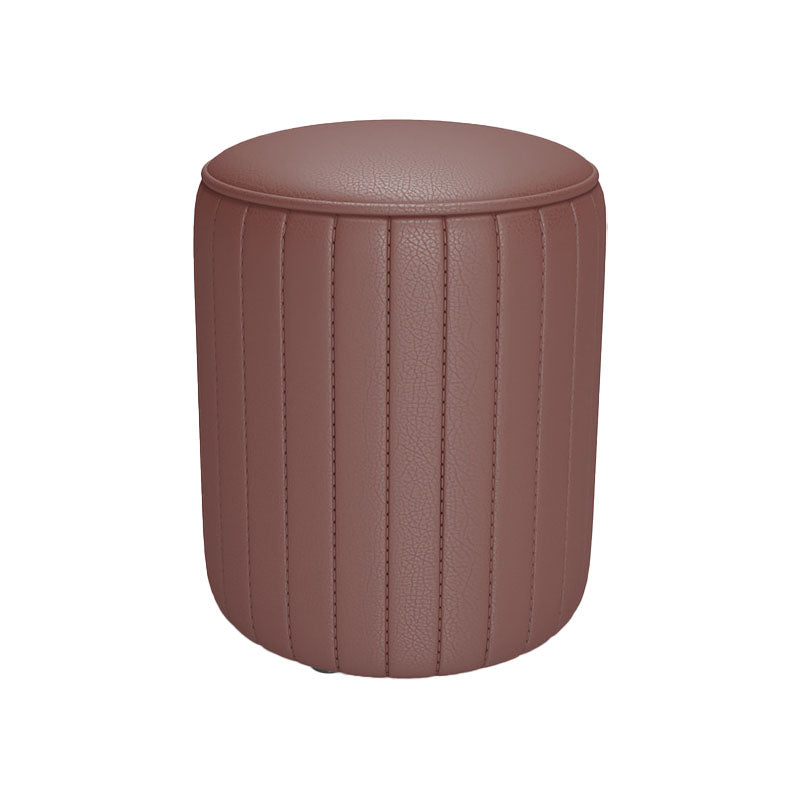 Solid Color Leather Standard Stool Modern Style Simple Round Cushion Stool