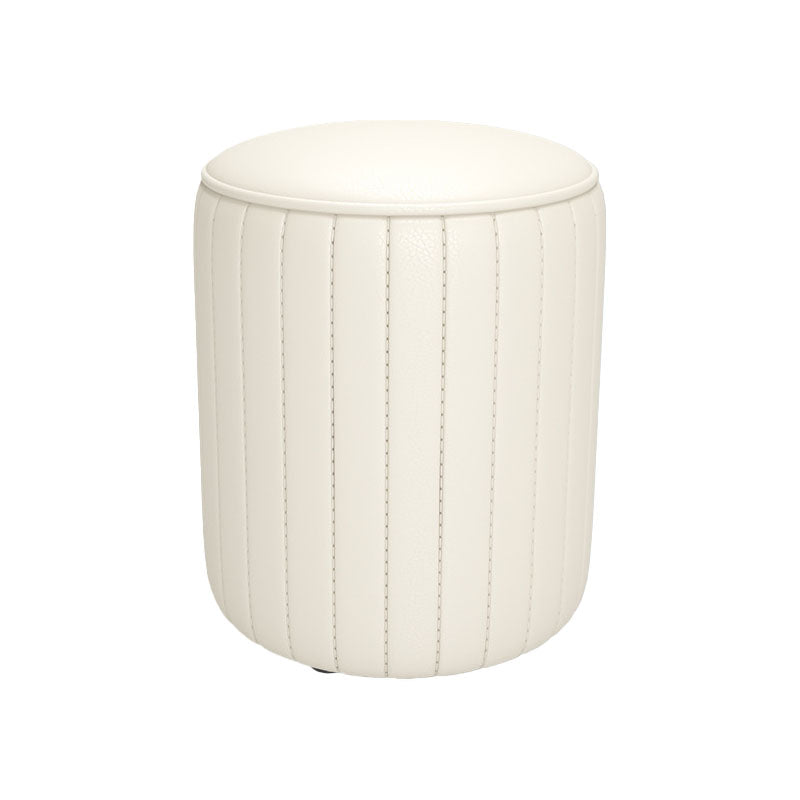Solid Color Leather Standard Stool Modern Style Simple Round Cushion Stool