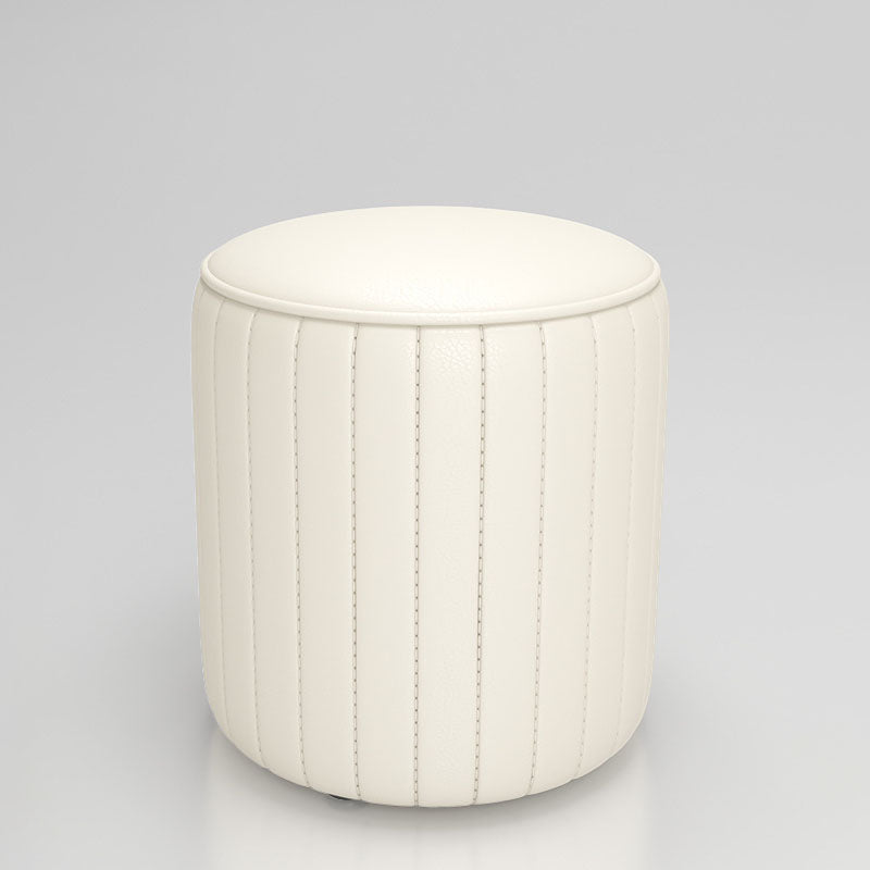 Solid Color Leather Standard Stool Modern Style Simple Round Cushion Stool