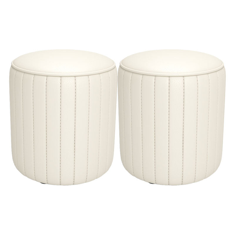 Solid Color Leather Standard Stool Modern Style Simple Round Cushion Stool
