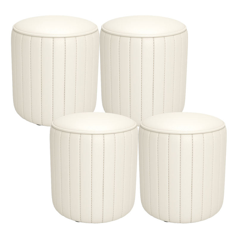 Solid Color Leather Standard Stool Modern Style Simple Round Cushion Stool
