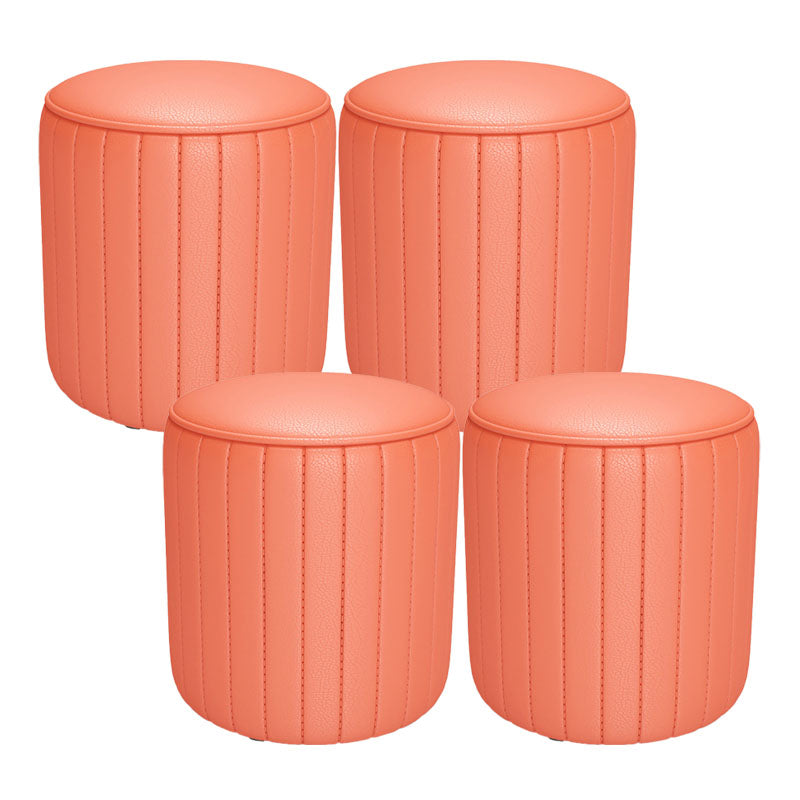 Solid Color Leather Standard Stool Modern Style Simple Round Cushion Stool
