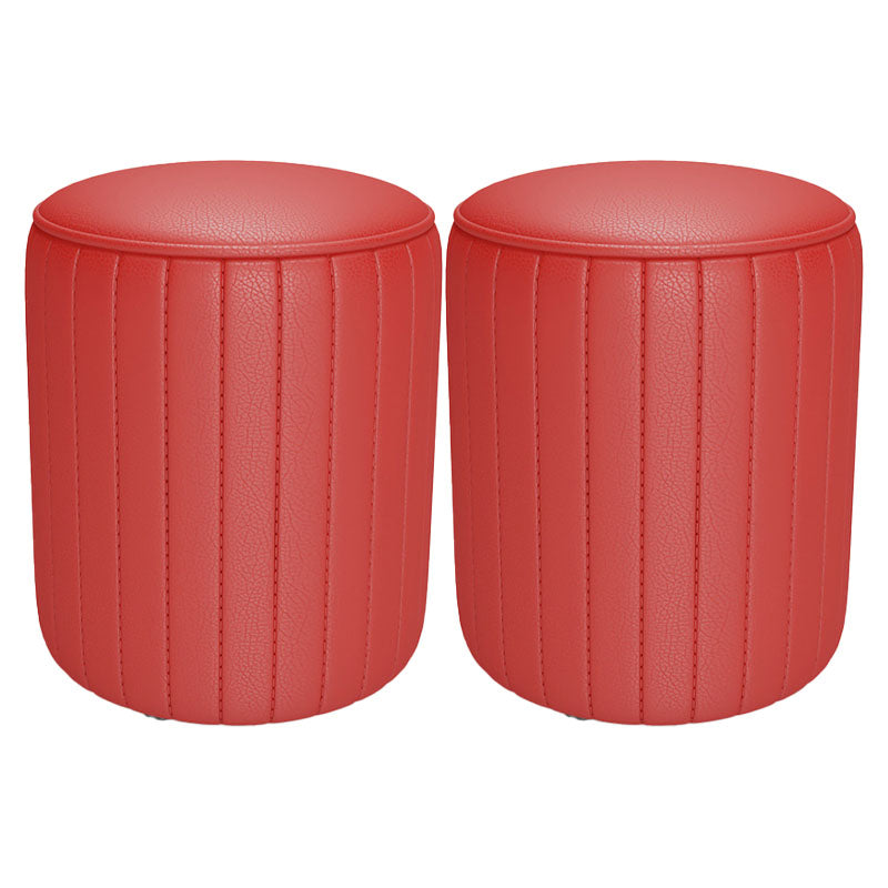 Solid Color Leather Standard Stool Modern Style Simple Round Cushion Stool