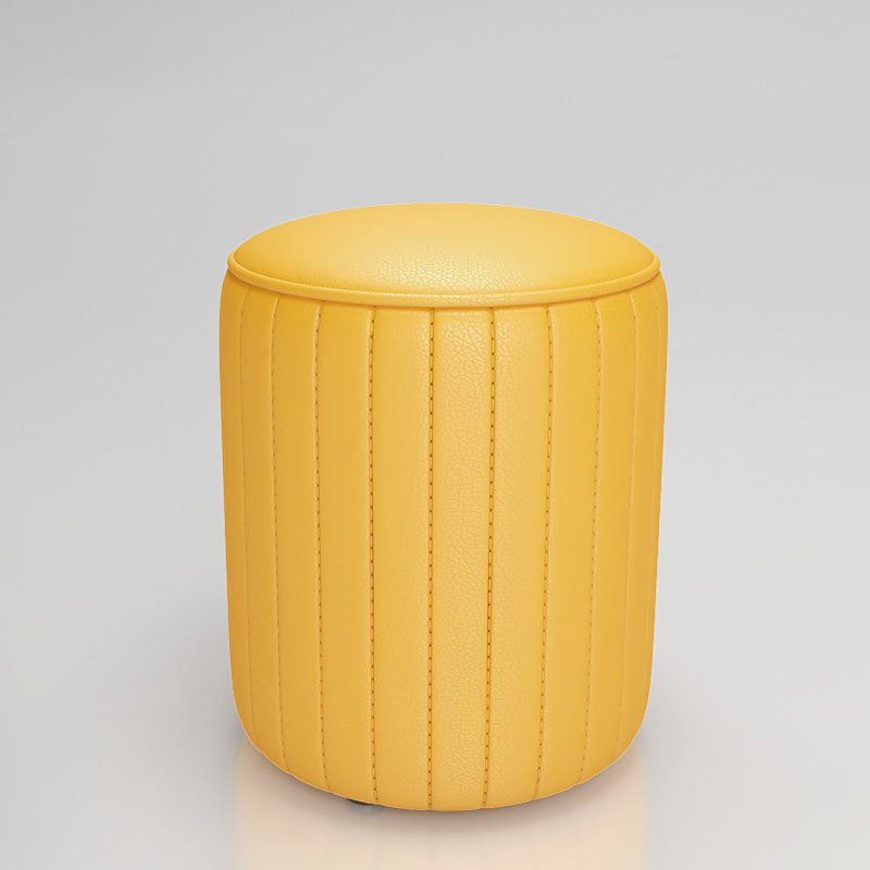 Solid Color Leather Standard Stool Modern Style Simple Round Cushion Stool