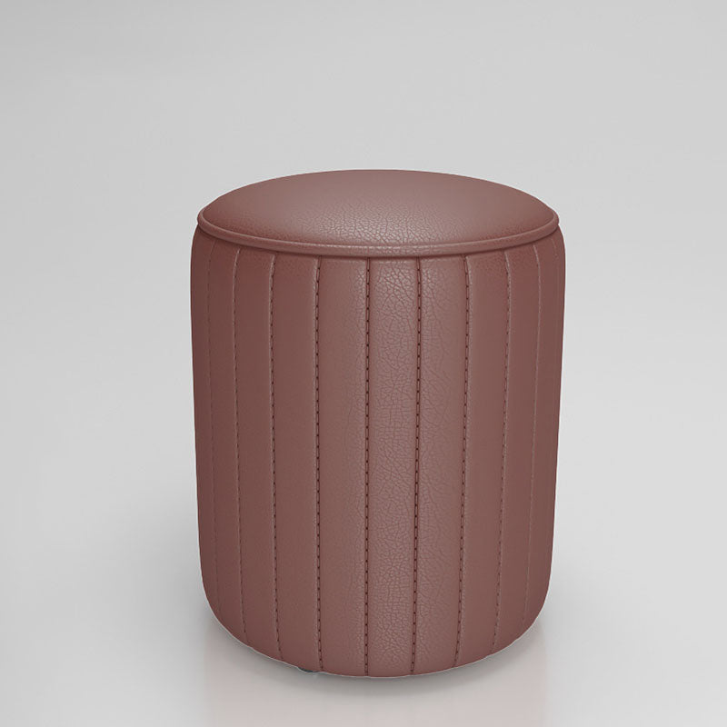 Solid Color Leather Standard Stool Modern Style Simple Round Cushion Stool
