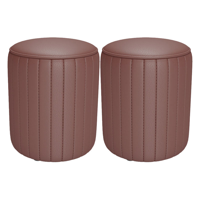 Solid Color Leather Standard Stool Modern Style Simple Round Cushion Stool