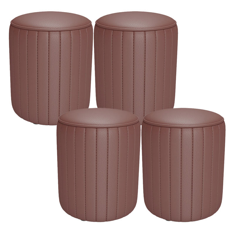 Solid Color Leather Standard Stool Modern Style Simple Round Cushion Stool