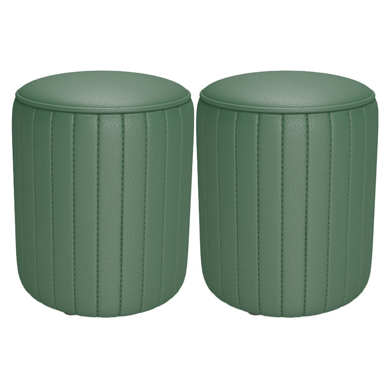 Solid Color Leather Standard Stool Modern Style Simple Round Cushion Stool