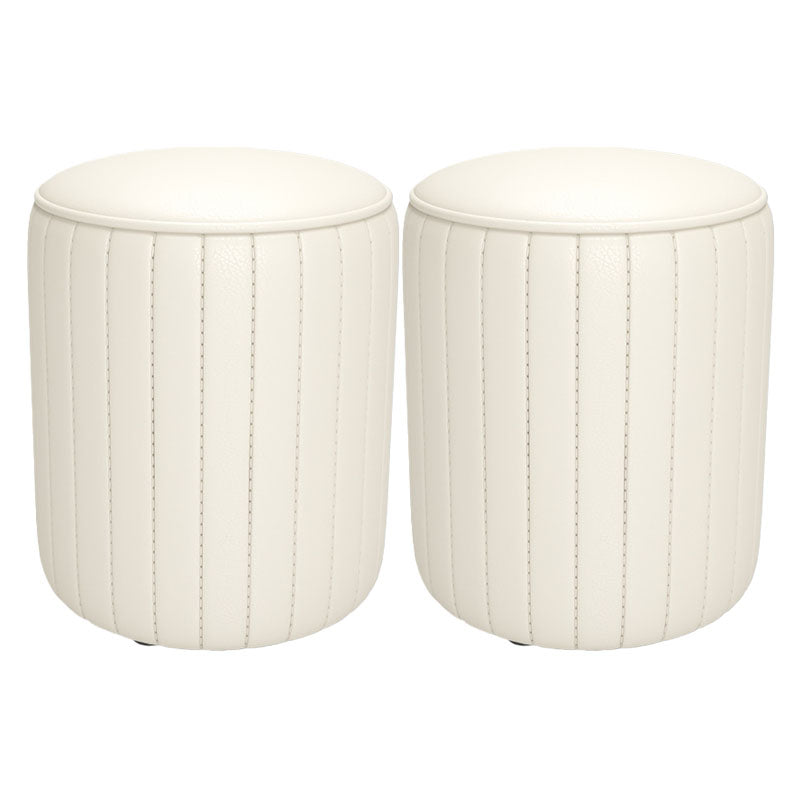 Solid Color Leather Standard Stool Modern Style Simple Round Cushion Stool