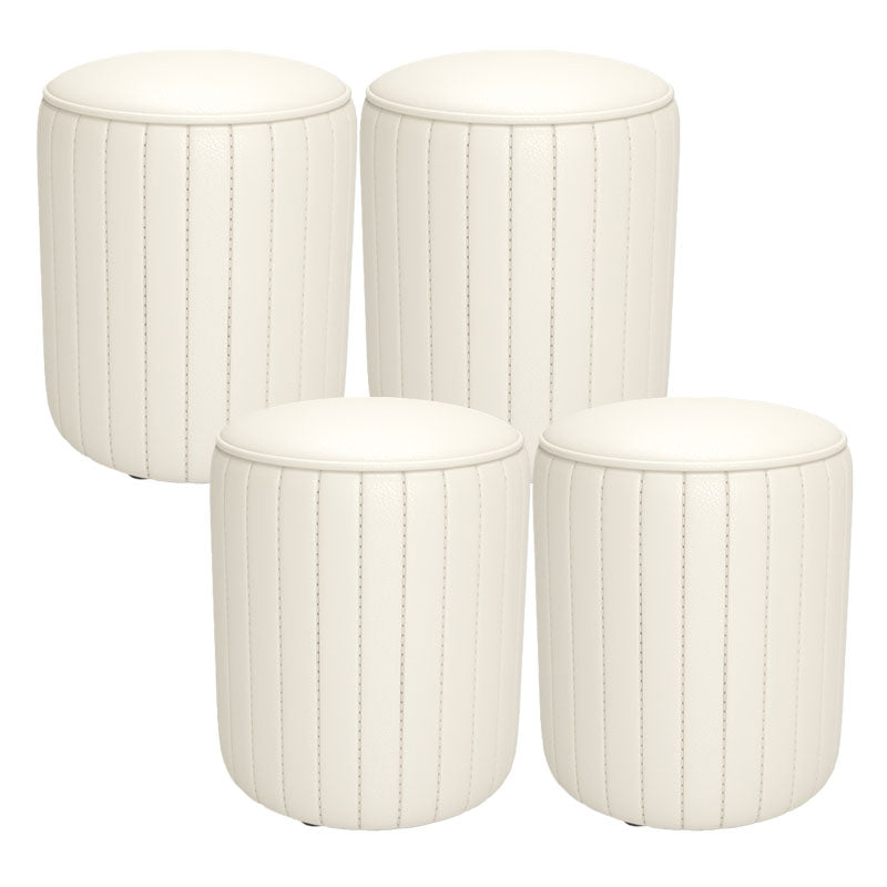 Solid Color Leather Standard Stool Modern Style Simple Round Cushion Stool