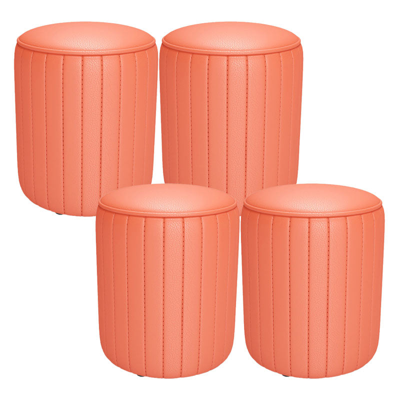 Solid Color Leather Standard Stool Modern Style Simple Round Cushion Stool