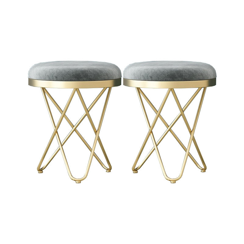 Solid Color Fabric Standard Stool Modern Style Simple Round Cushion Stool