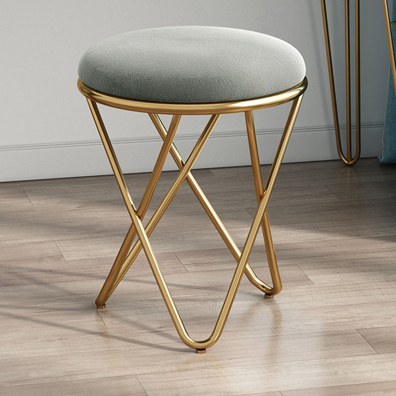 Solid Color Fabric Standard Stool Modern Style Simple Round Cushion Stool