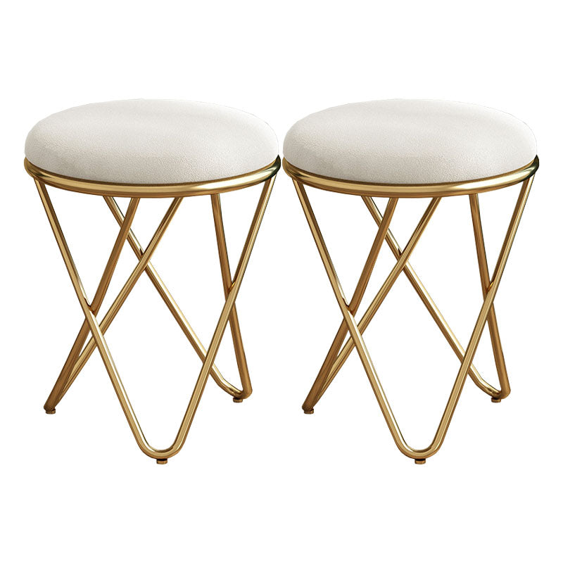 Solid Color Fabric Standard Stool Modern Style Simple Round Cushion Stool