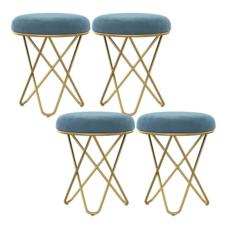 Solid Color Fabric Standard Stool Modern Style Simple Round Cushion Stool