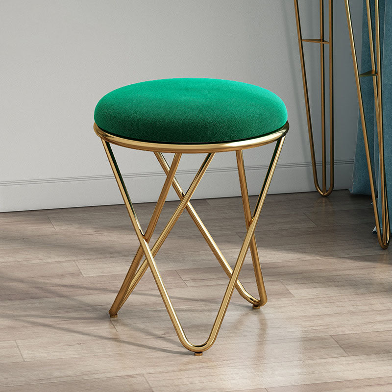 Solid Color Fabric Standard Stool Modern Style Simple Round Cushion Stool