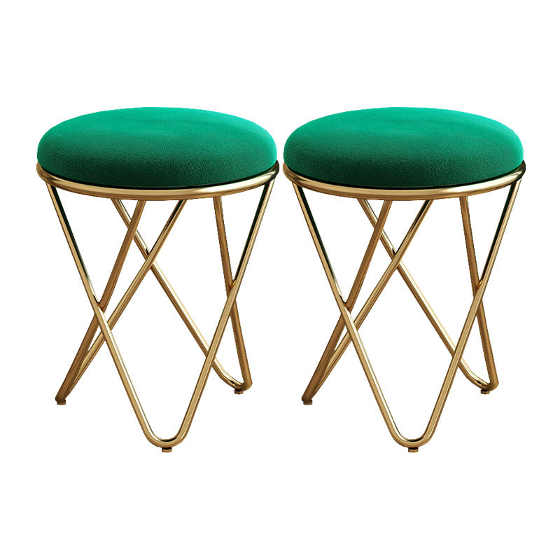 Solid Color Fabric Standard Stool Modern Style Simple Round Cushion Stool