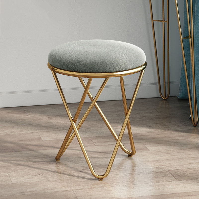 Solid Color Fabric Standard Stool Modern Style Simple Round Cushion Stool